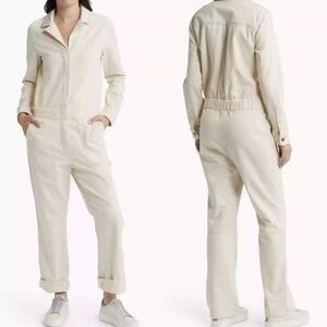 Faherty M Overland Twill Jumpsuit Cream Ecru Organic Cotton
